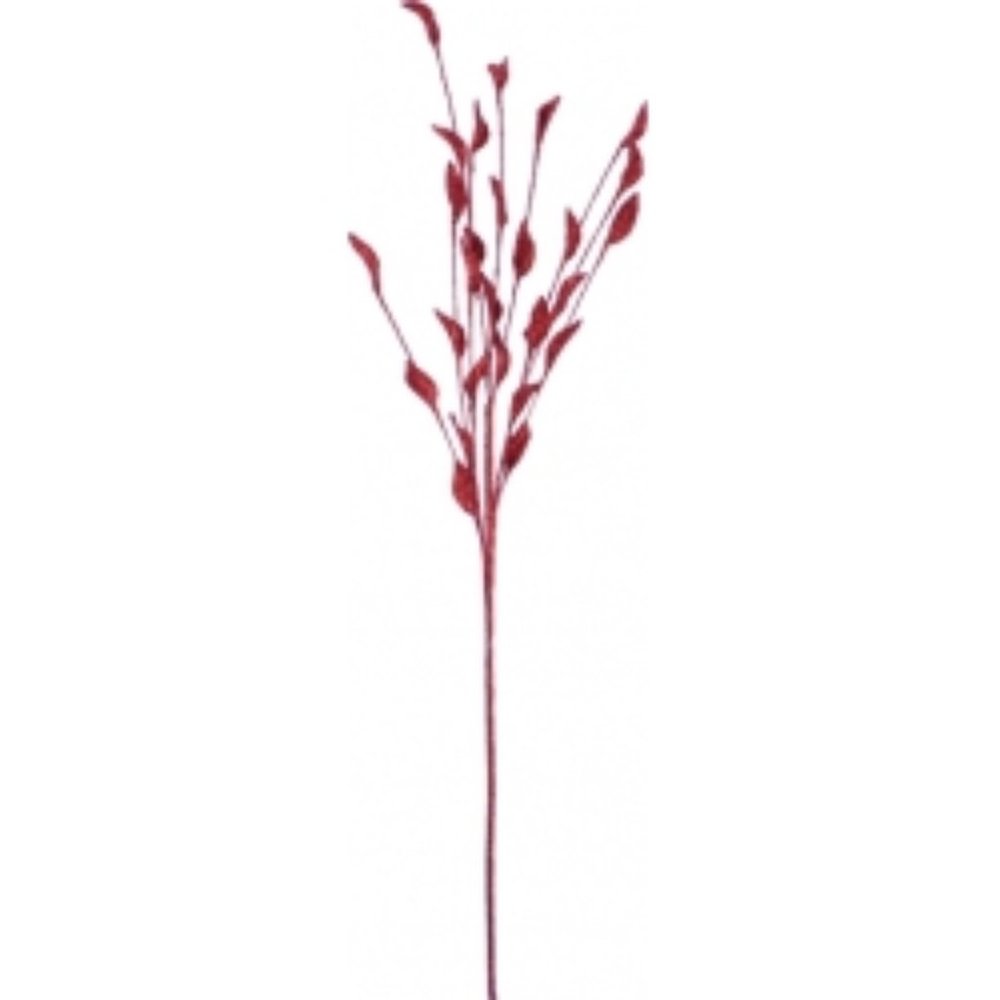 34" Red Glittered Long Leaf Spray Stems